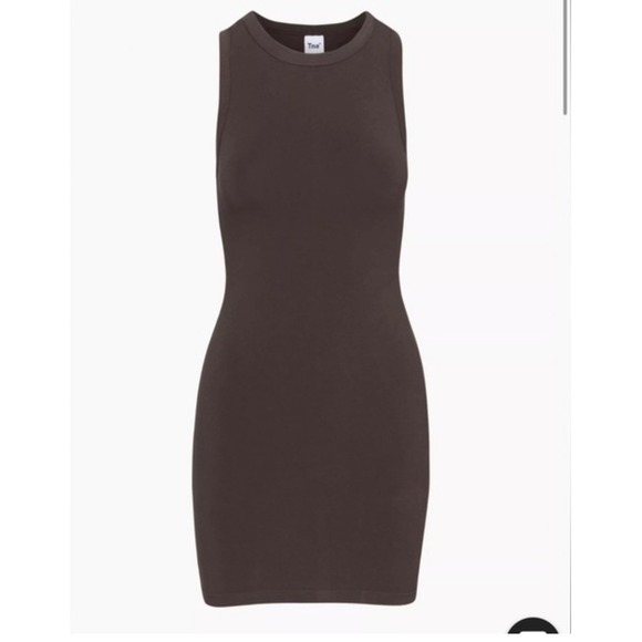 TNA Dresses & Skirts - Tna Aritzia Tank Mini Dress‎ Mocha Brown Sleeveless Size Medium Organic Cotton